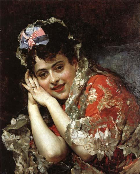 The Model Aline Masson with a White Mantilla, Raimundo de Madrazo y Garreta